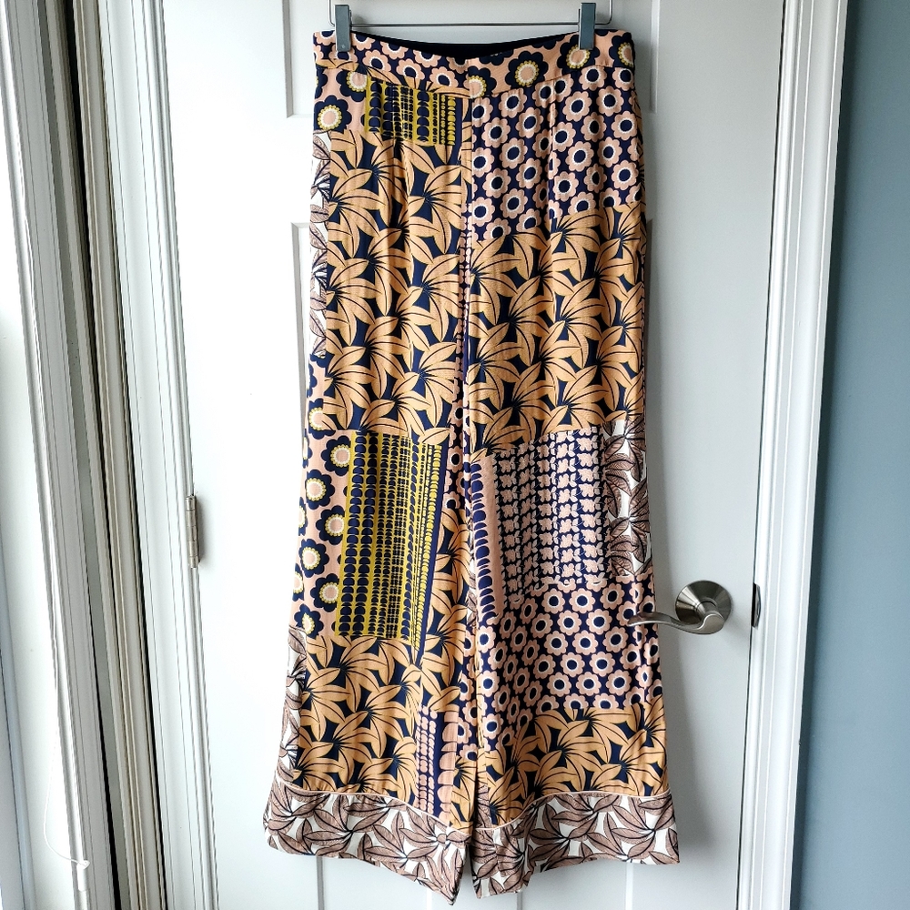 Beatrice b Italia Women's Floral Wide Leg High Waist Trousers Size 4